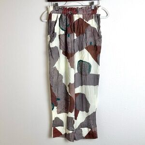 Anthropologie Maria Stanley abstract wide tapered leg elastic pull on pants M